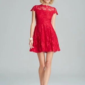 Cynthia Steffe Vibrant Red Lace Mini Dress